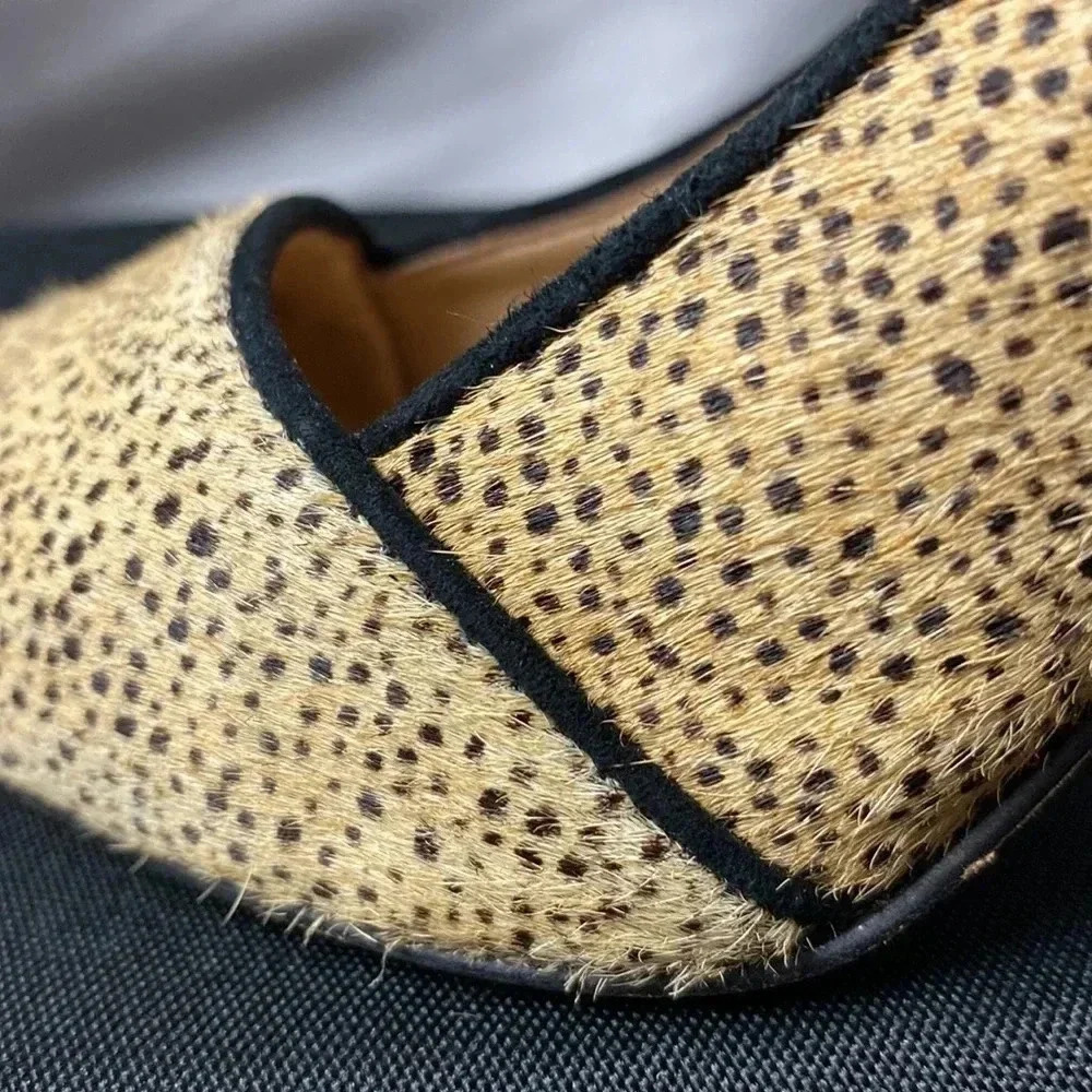 ANTONIO MELANI WO SIZE 7 TAN FUR BLACK DOTTED ANIMAL PRINT LEATHER UPPER - Picture 14 of 14